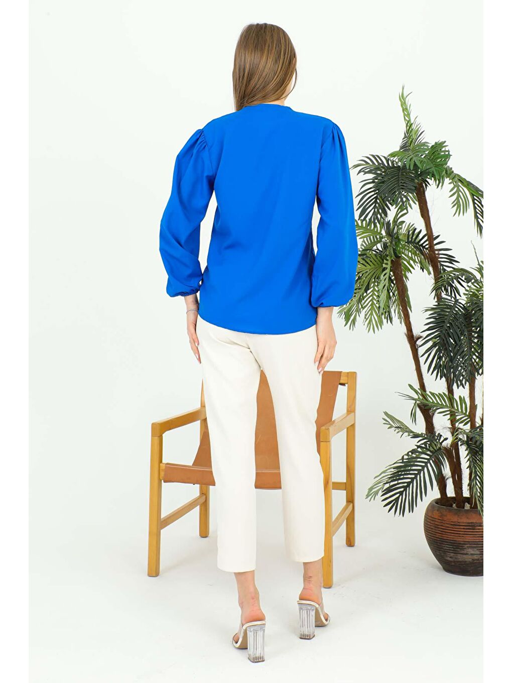 Mavi Kadın V Yaka Bluz 1979-1