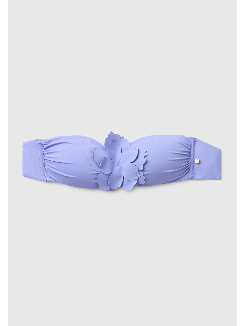 Kadın Lila Çiçek Aplike Detaylı Straplez Bikini Üstü