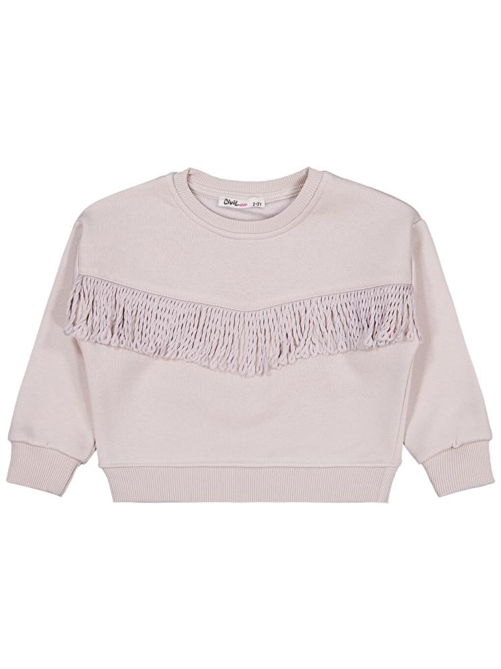 Girls Püsküllü 2-5 Yaş Sweatshirt - Bej 3-4 Yaş