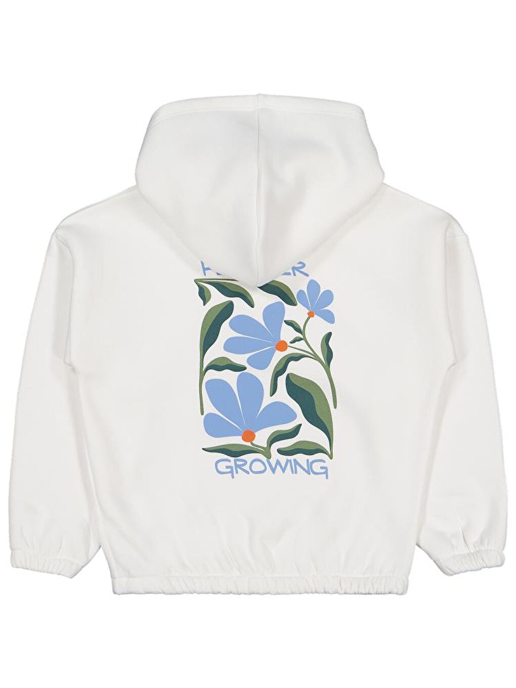 Girls Flower Baskılı 6-9 Yaş Sweatshirt - Ekru 6-7 Yaş-1