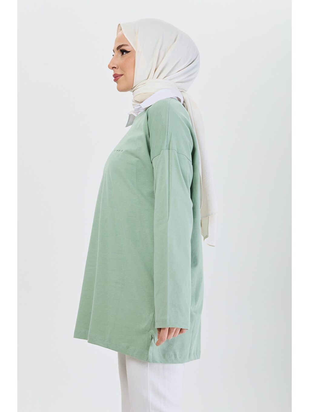 Bisiklet Yaka Kadın Yeşil Tişört - 24191-2