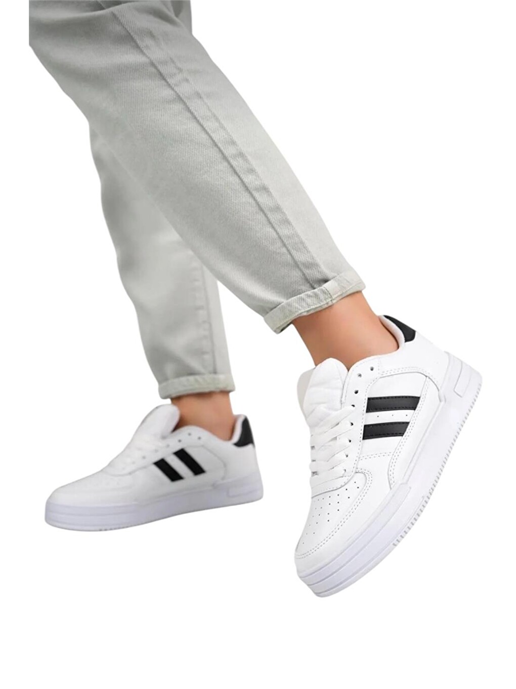 Kadın Sneaker Günlük Spor Ayakkabı Beyaz - Siyah-3