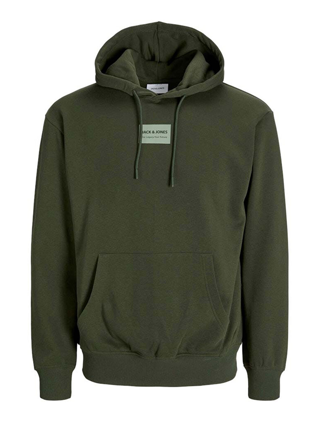 Jack & Jones Koyu Haki Jjhakkai Pamuklu Relaxed Fit Kapüşonlu Erkek Sweat 12256841