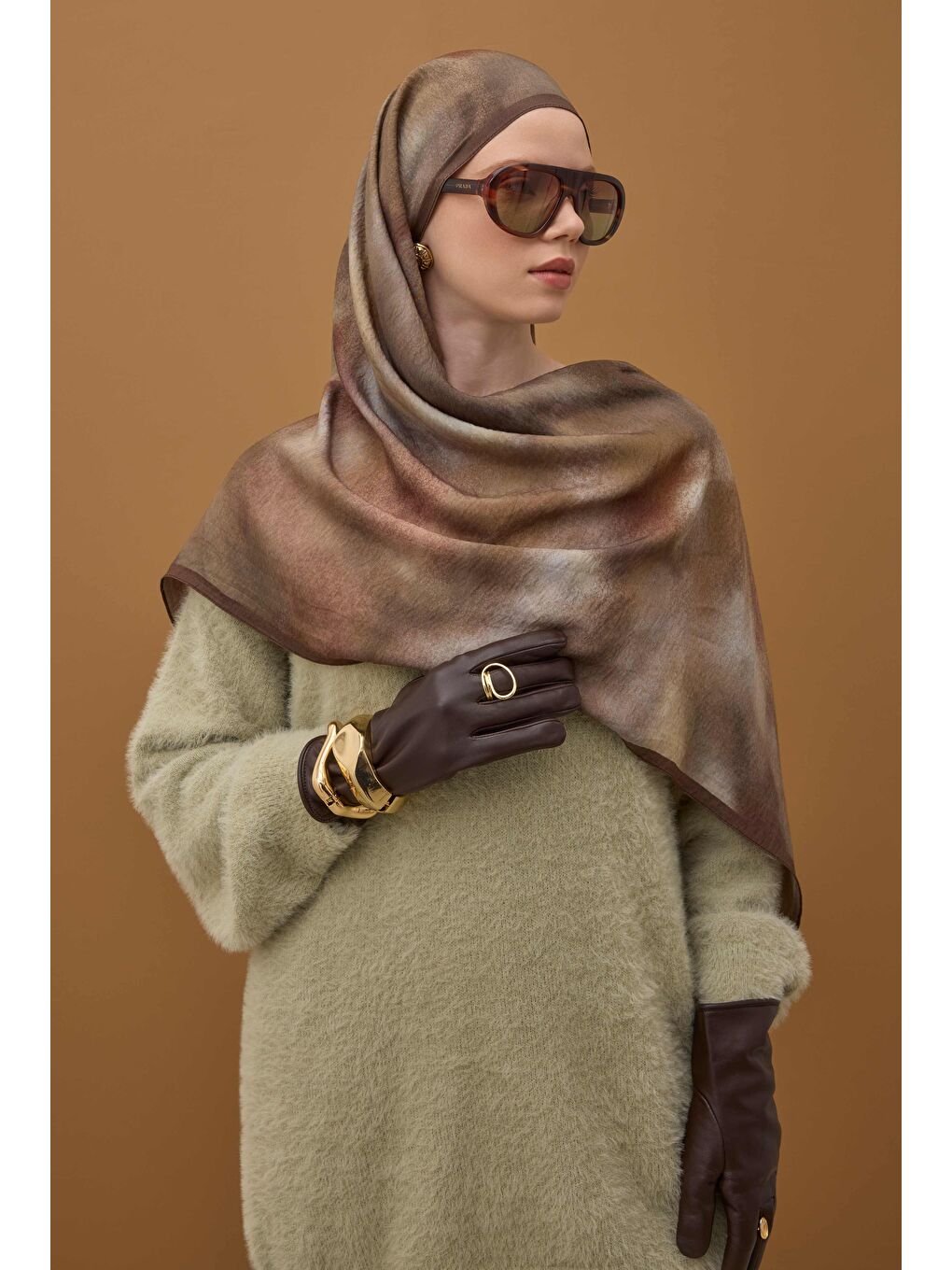 Kahverengi %100 Deri Kısa Eldiven Acı Kahve