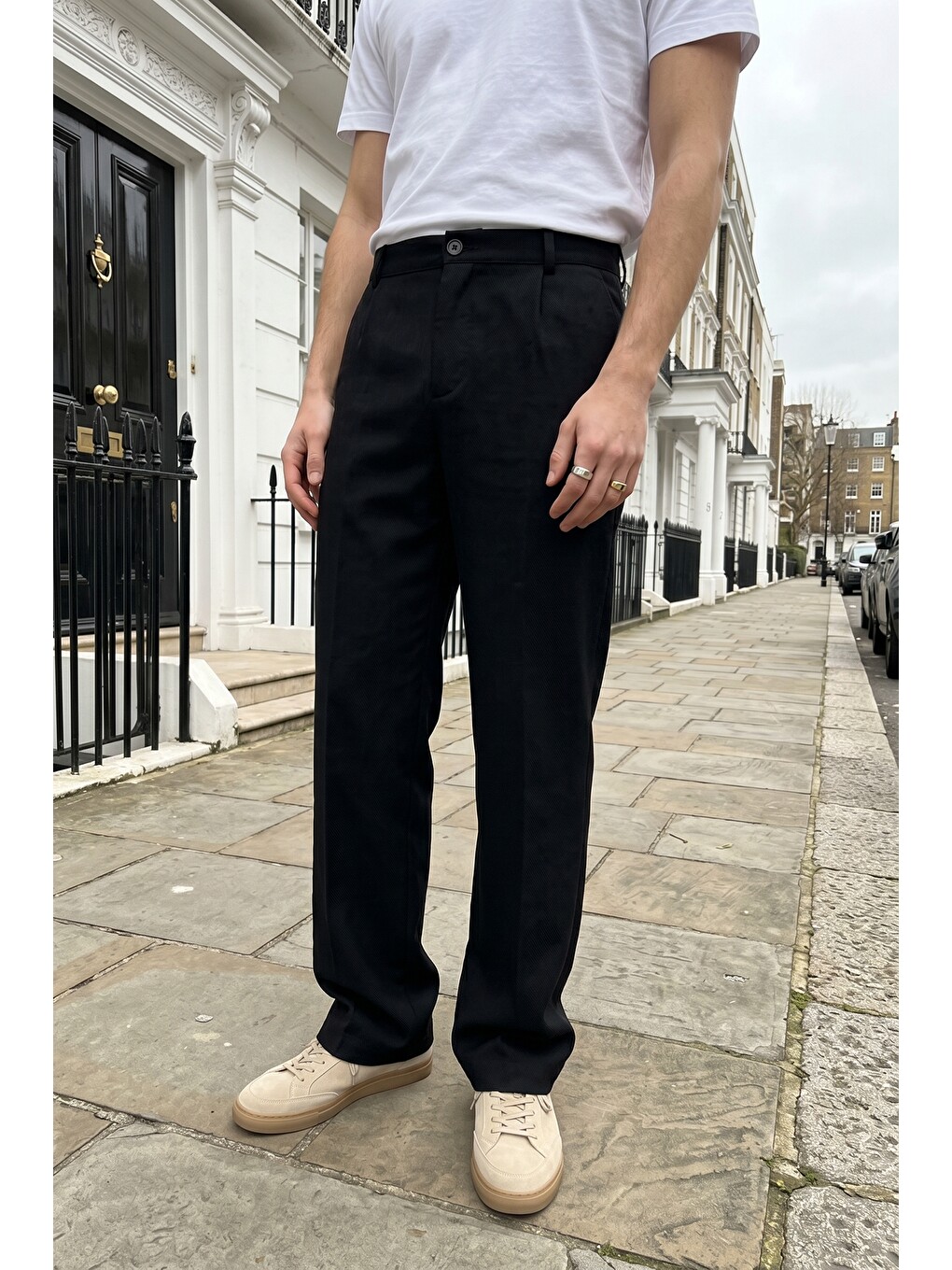 Siyah Salto Double Kumaş Pileli Erkek Baggy Pantolon Bol Paça Pantolon-4
