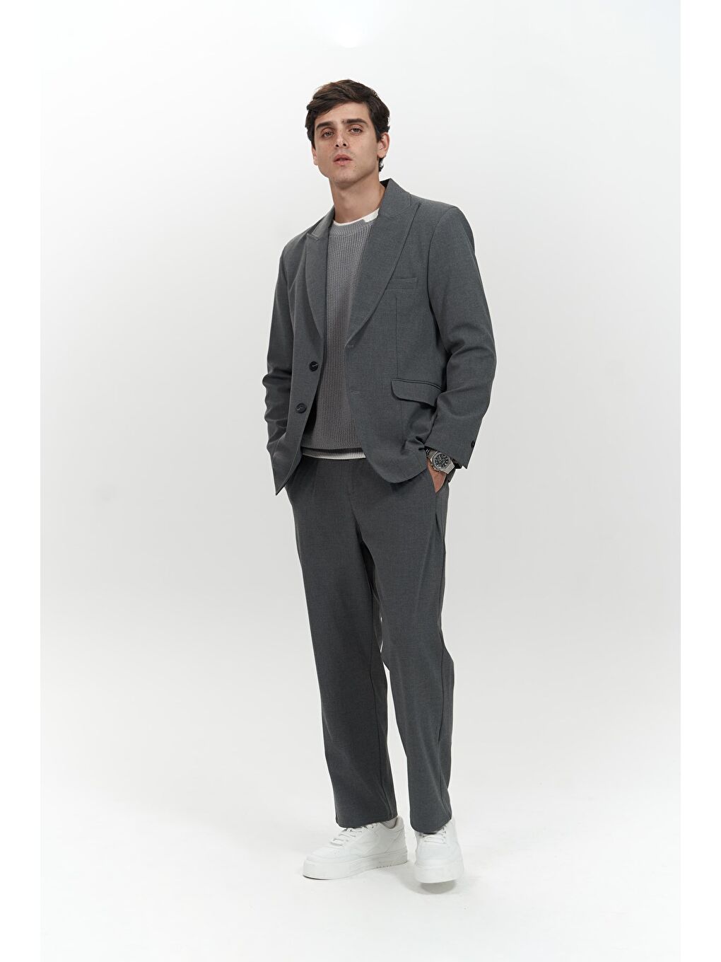 Gri Orlando Füme Erkek Ceket Pantolon Takım