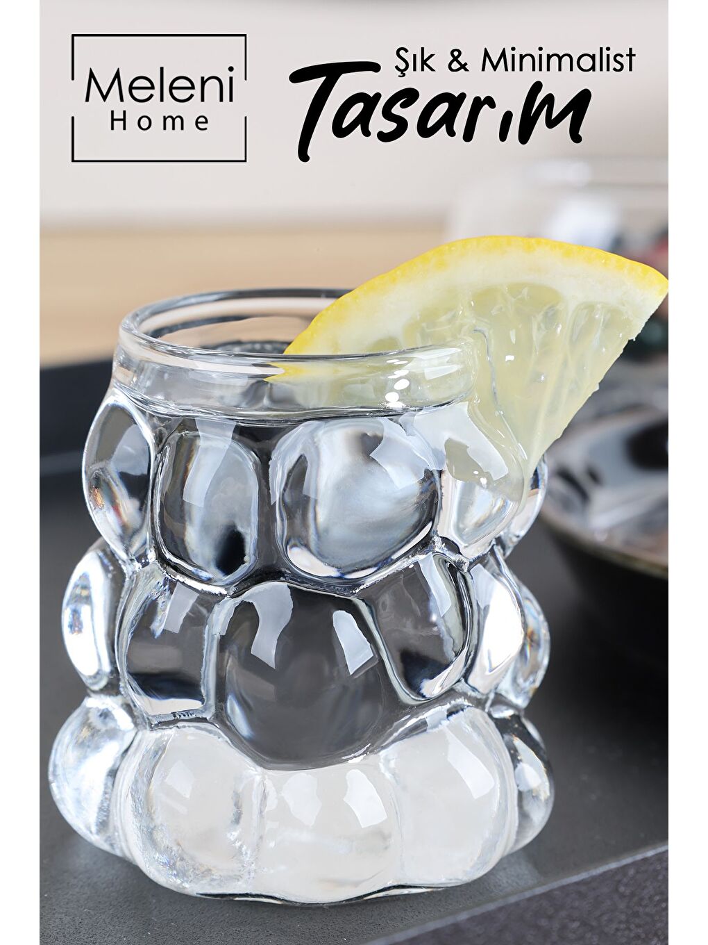 Renksiz 6'lı Borosilikat Cam Kahve Yanı Su Bardağı Mini Boy Boncuk Şekilli Üzüm Model Sunum Bardağı 60 ml-1