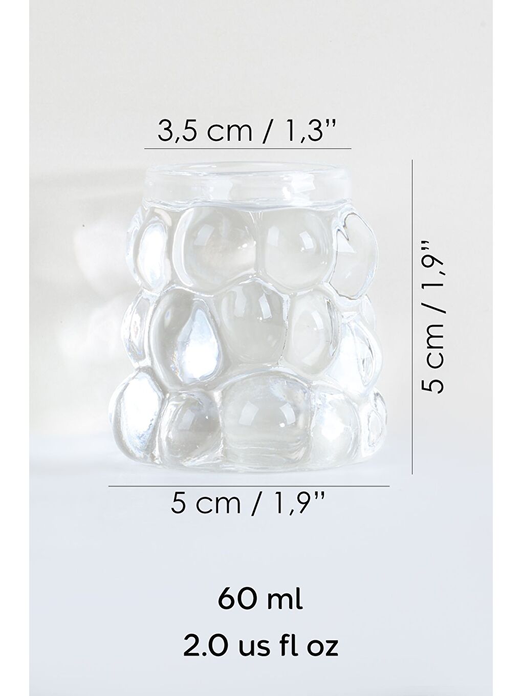 Renksiz 6'lı Borosilikat Cam Kahve Yanı Su Bardağı Mini Boy Boncuk Şekilli Üzüm Model Sunum Bardağı 60 ml-4