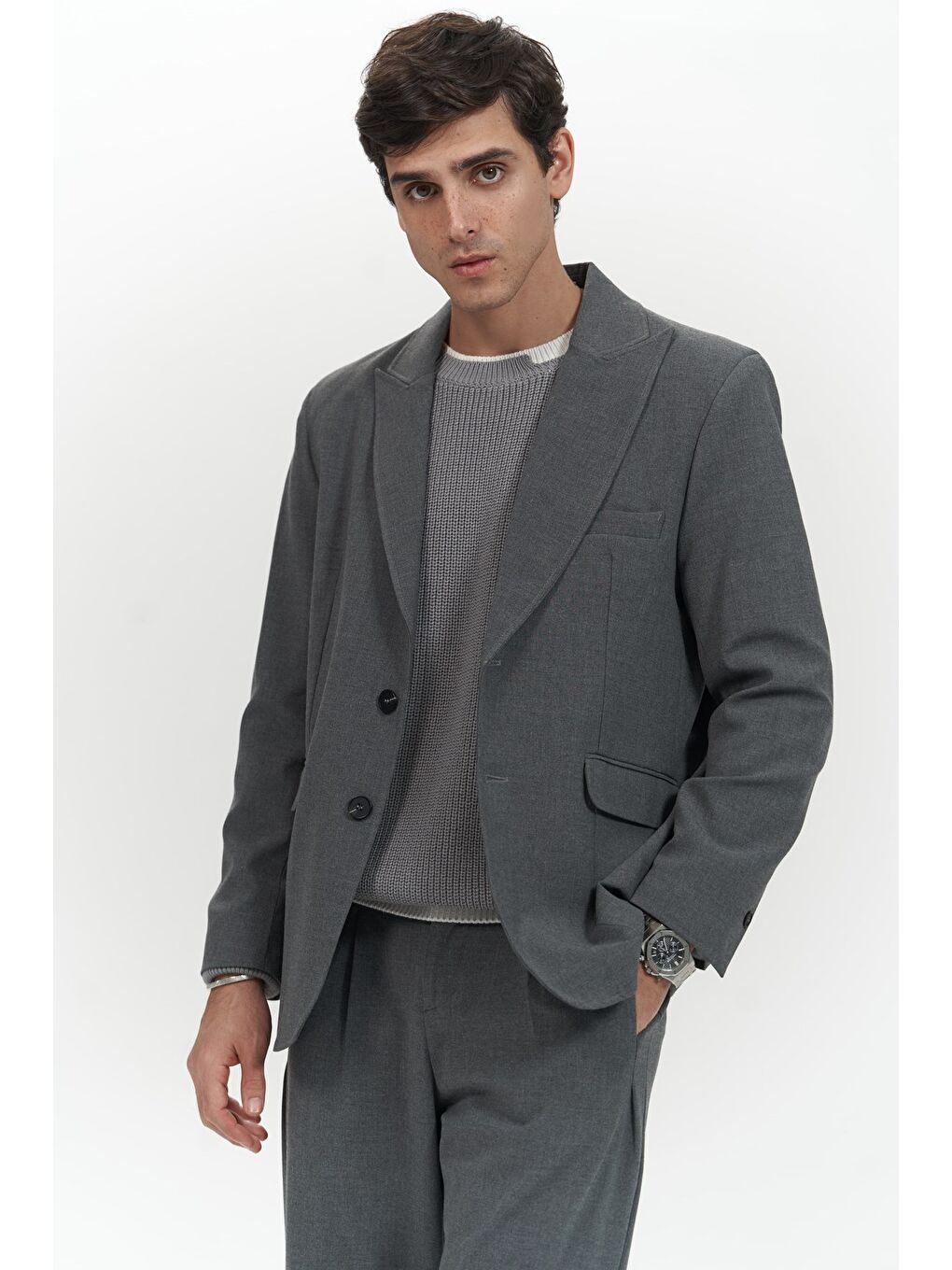 Gri Orlando Füme Erkek Ceket Pantolon Takım-5