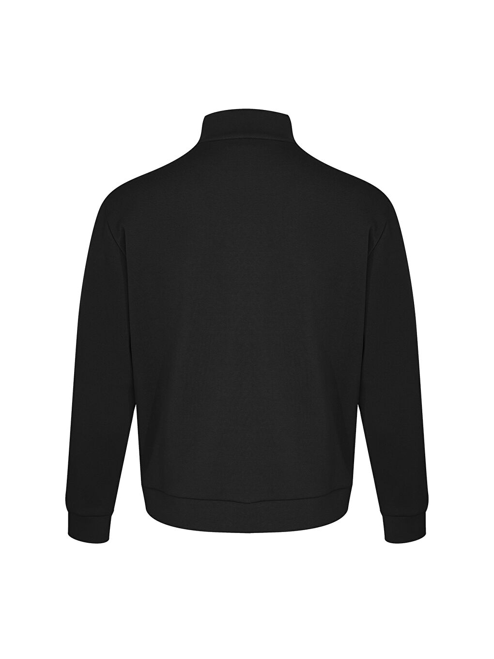 Tortola Erkek Siyah Dik Yaka Fermuarlı Sweatshirt-2