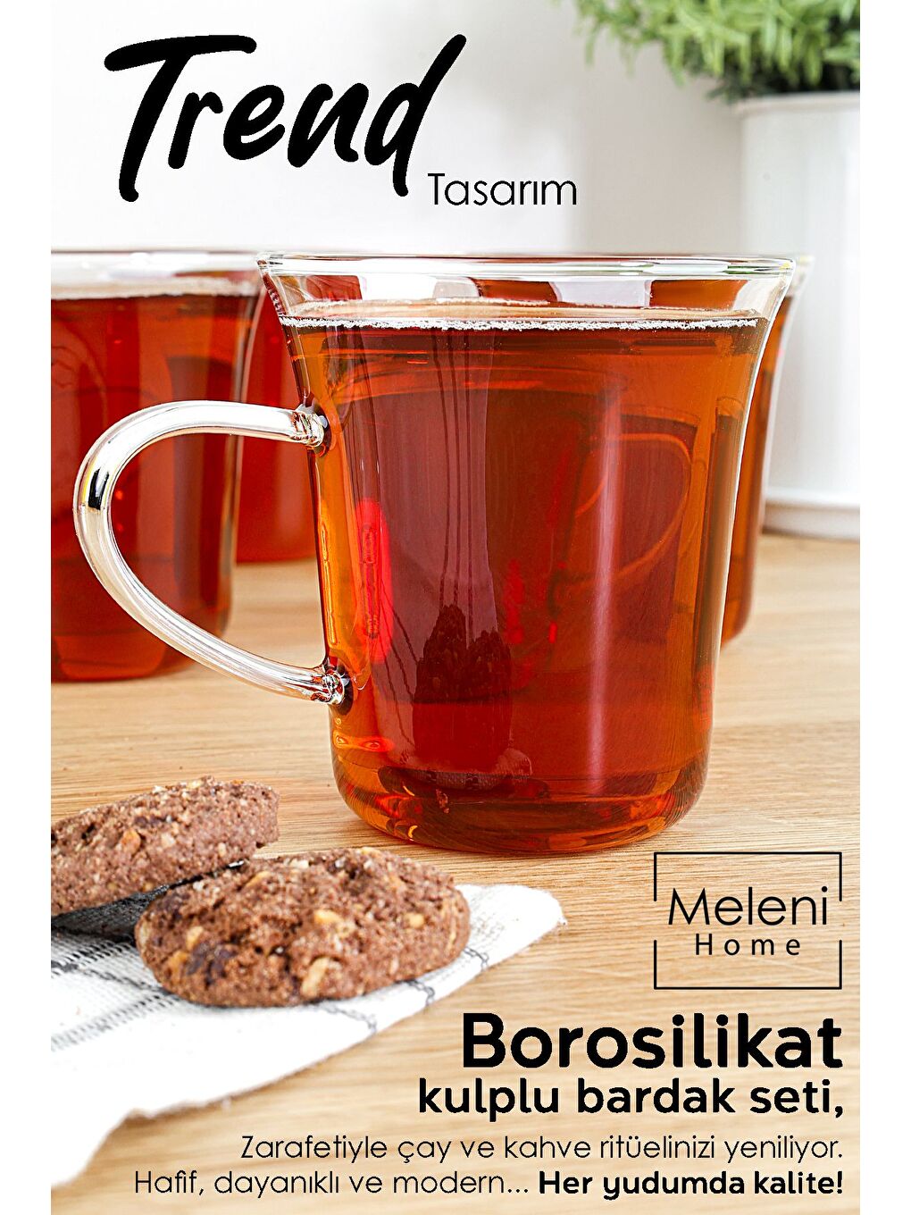 Renksiz 6'lı Kulplu Cam Çay Bardağı Takımı Borosilikat Cam Kupa Bardak Ofis Çay Kahve Bardağı 250 ml-1