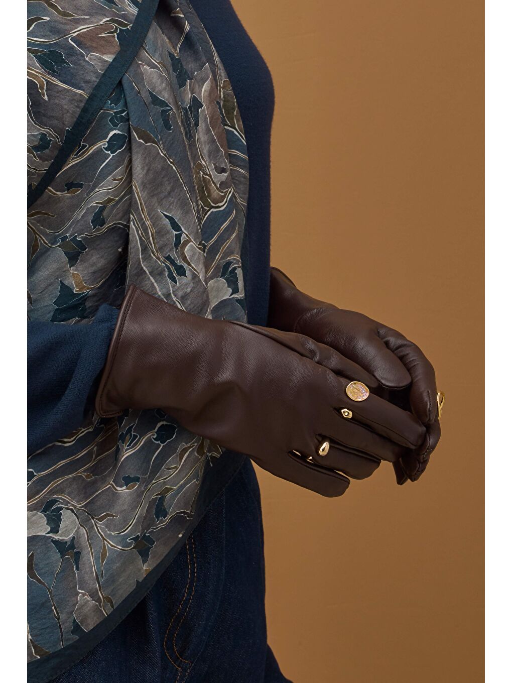 Kahverengi %100 Deri Kısa Eldiven Acı Kahve-3