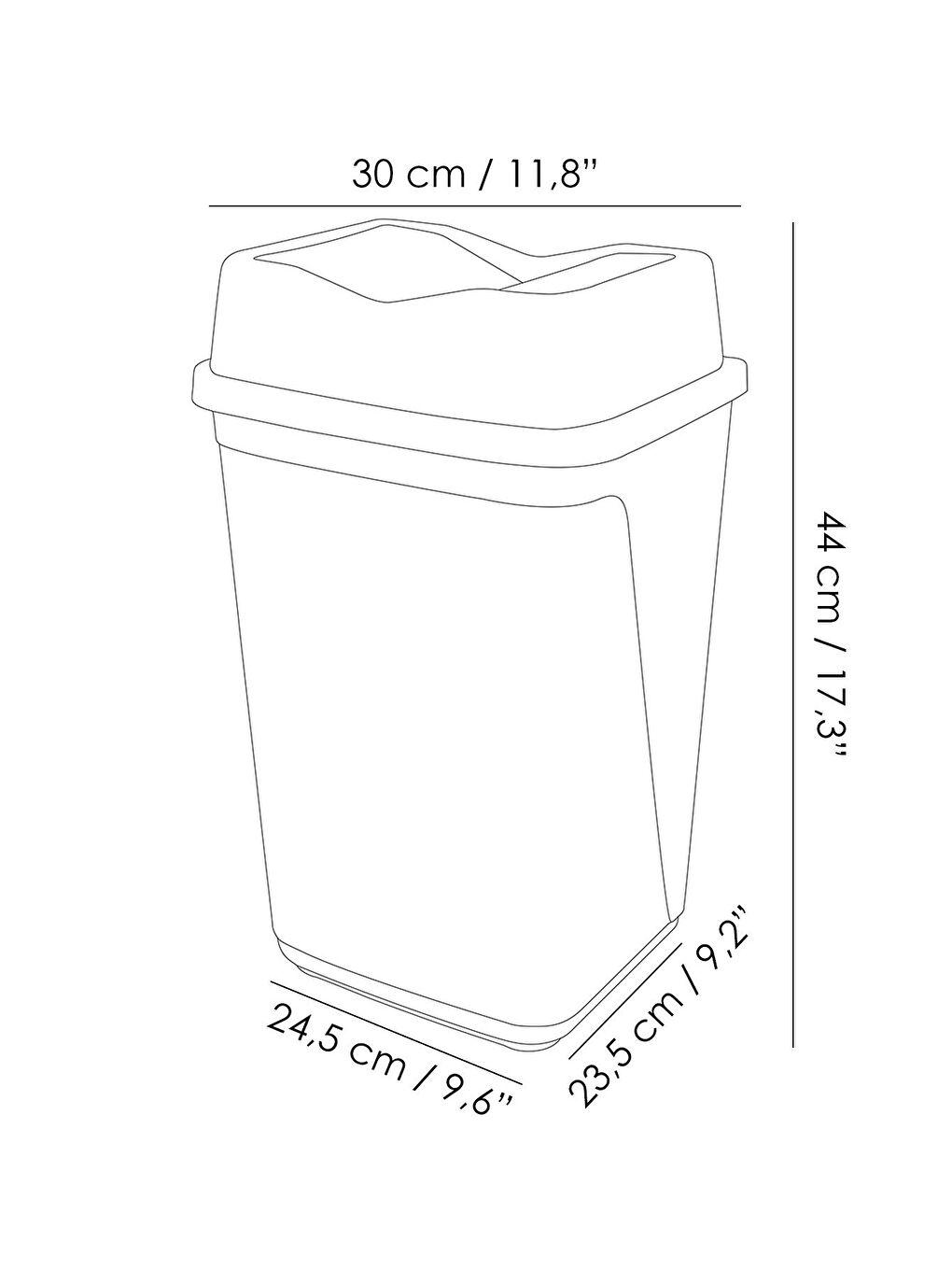 Çift Kapaklı Plastik Çöp Kovası Ev Ofis Banyo Mutfak Çöp Kovası Gri 20 Litre-4