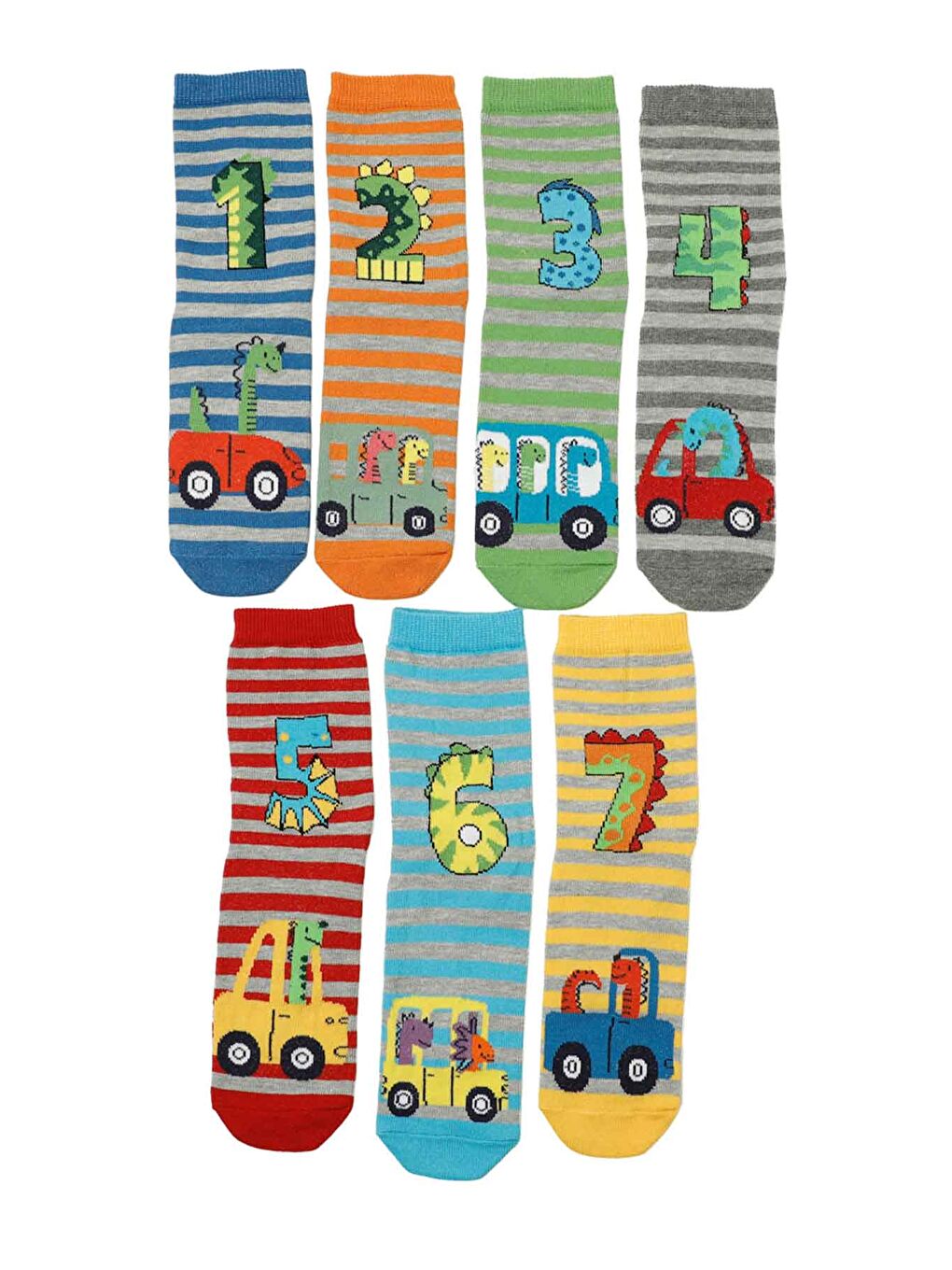 Karışık NUMBER 7 LI SKT-B 5PR Çok Renkli Erkek Çocuk 7 Li Çorap