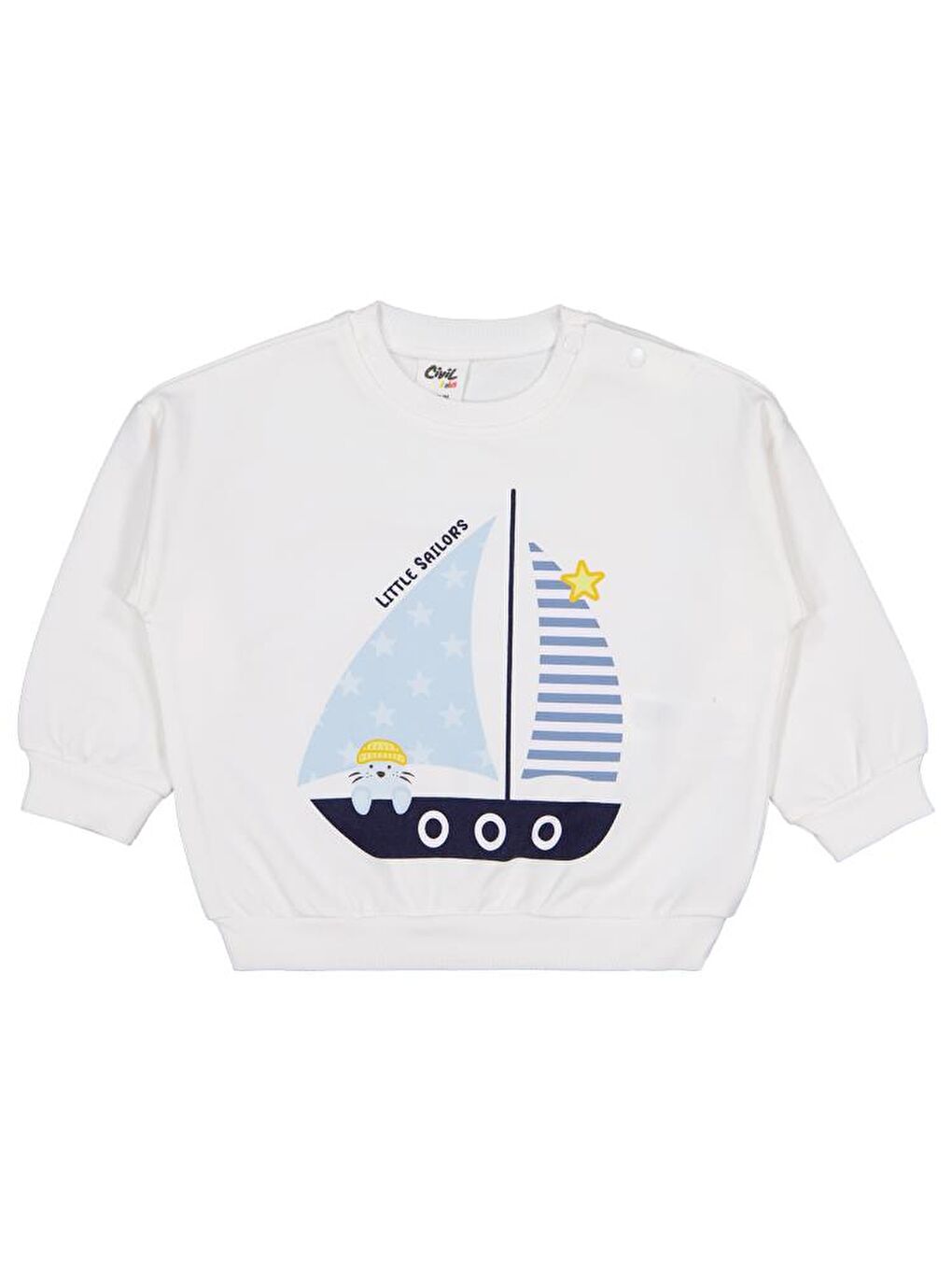 Baby Yelken Baskılı 6-18 Ay Sweatshirt - Beyaz 18-24 Ay