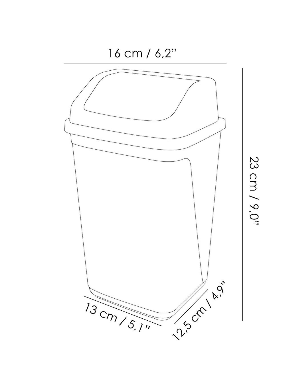 Kapaklı Plastik Çöp Kovası Ev Ofis Banyo Mutfak Tezgah Üstü Çöp Kovası Gri 2,5 lt'litre-4