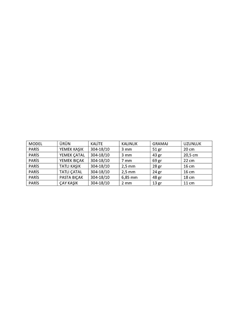 Gri Paris 60 Parça Çatal Kaşık Seti 18/10-1