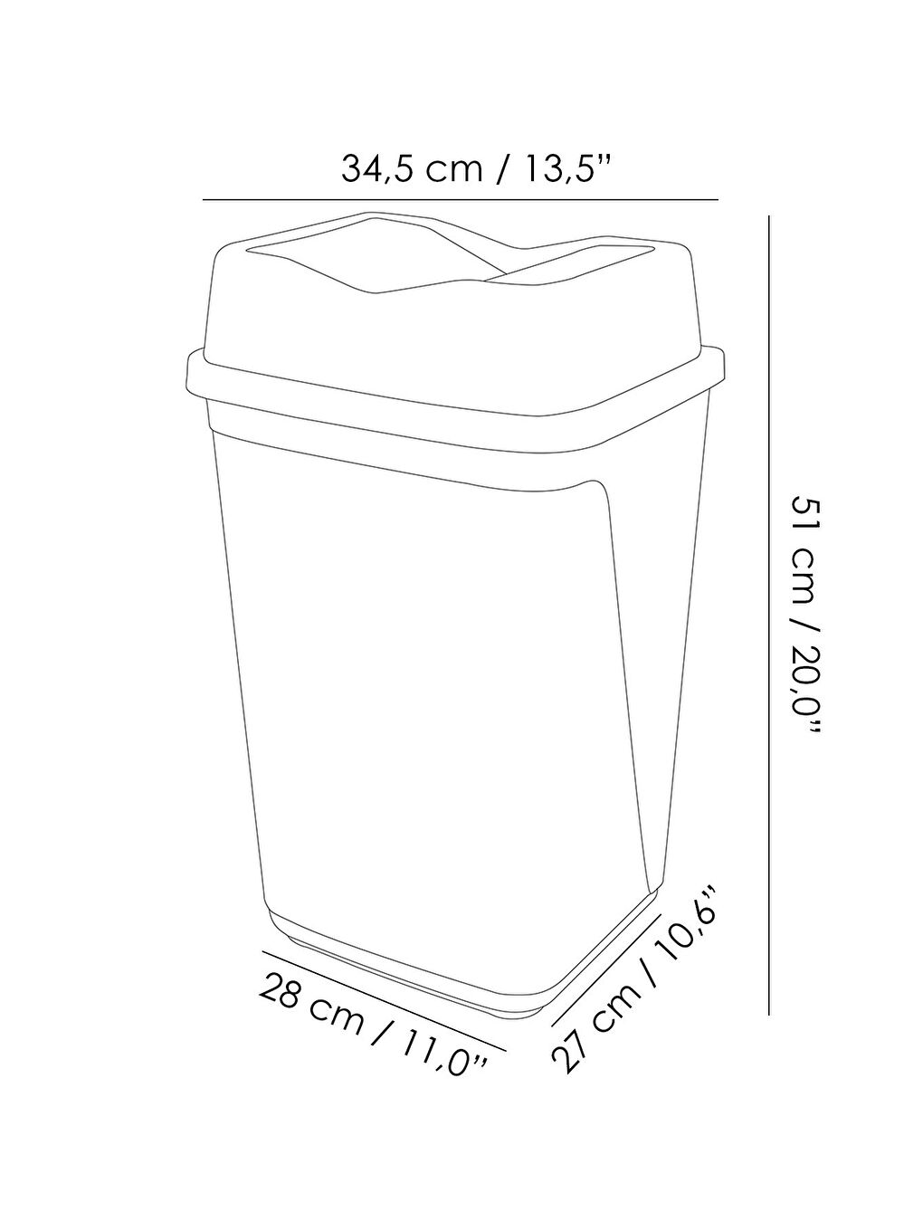 Çift Kapaklı Plastik Çöp Kovası Ev Ofis Banyo Mutfak Çöp Kovası Gri 30 Litre-4