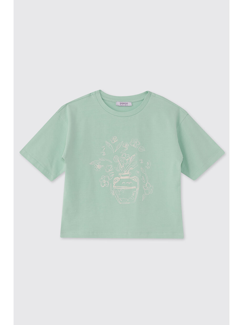 Yeşil Kız Çocuk Baskılı Mint Tişört