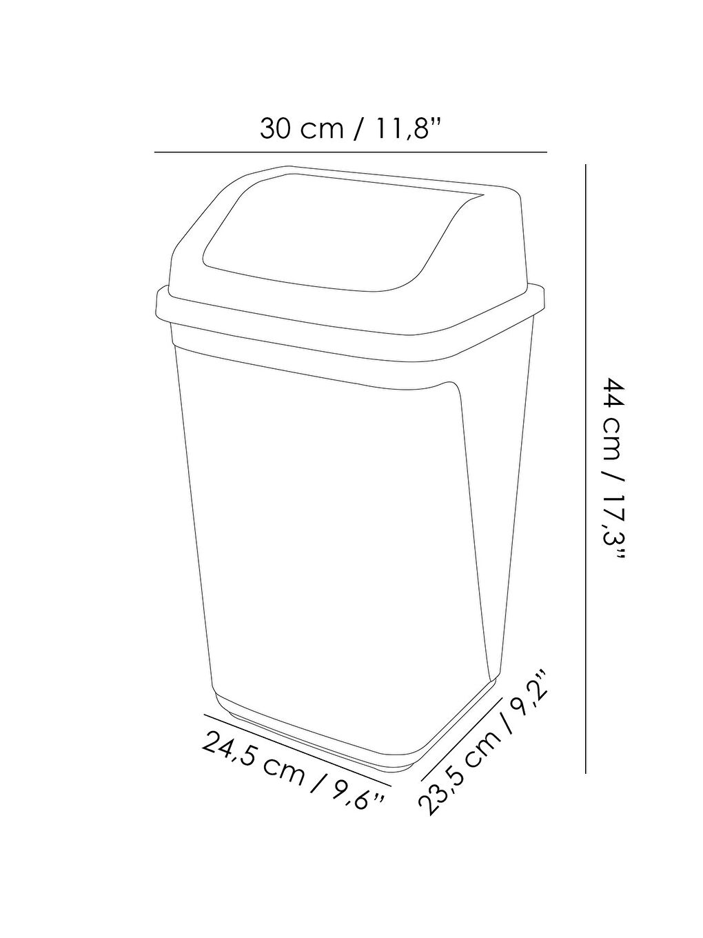 Kapaklı Plastik Çöp Kovası Ev Ofis Banyo Mutfak Çöp Kovası Gri 20 Litre-4
