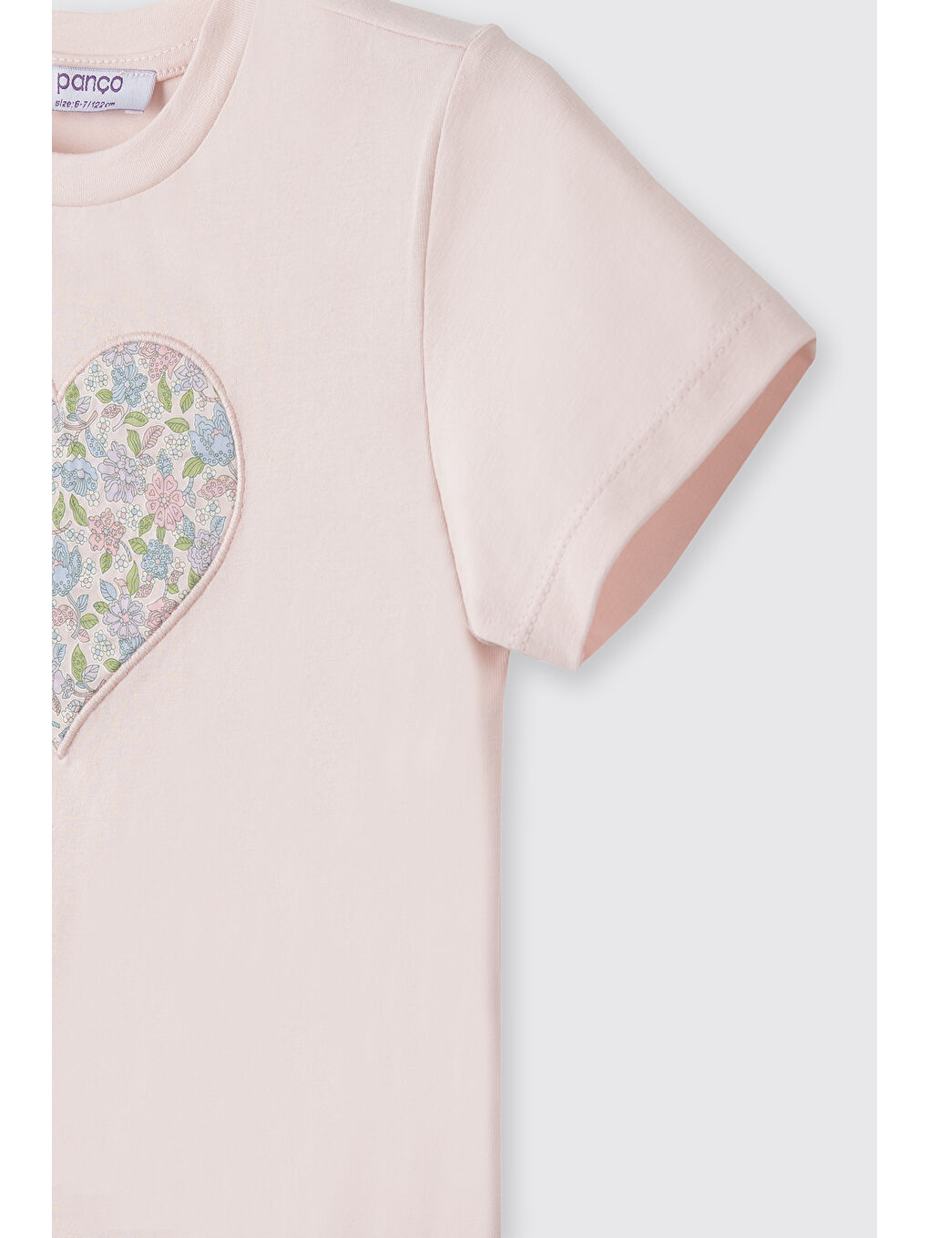 Pembe Liberty Kumaş Kısa Kollu Kız Çocuk Tişört-4