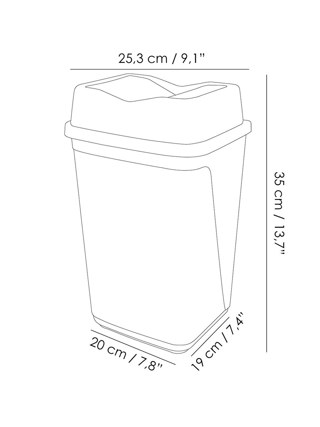 Çift Kapaklı Plastik Çöp Kovası Ev Ofis Banyo Mutfak Çöp Kovası Gri 10 Litre-4