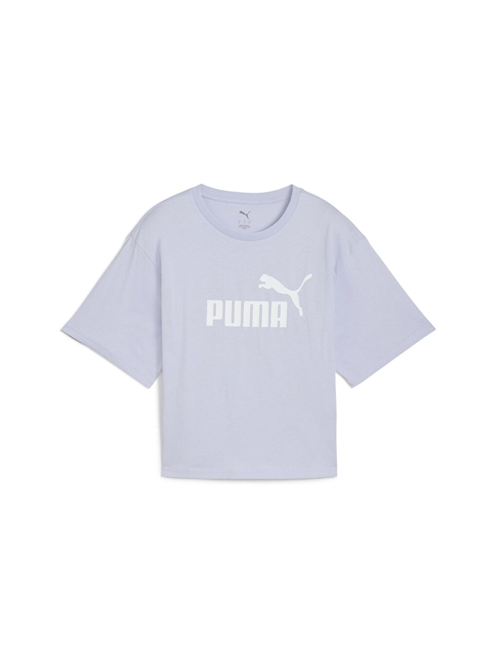 Essentials Cropped No 1 Logo Kadın Mavi Yuvarlak Yaka Tişört-3