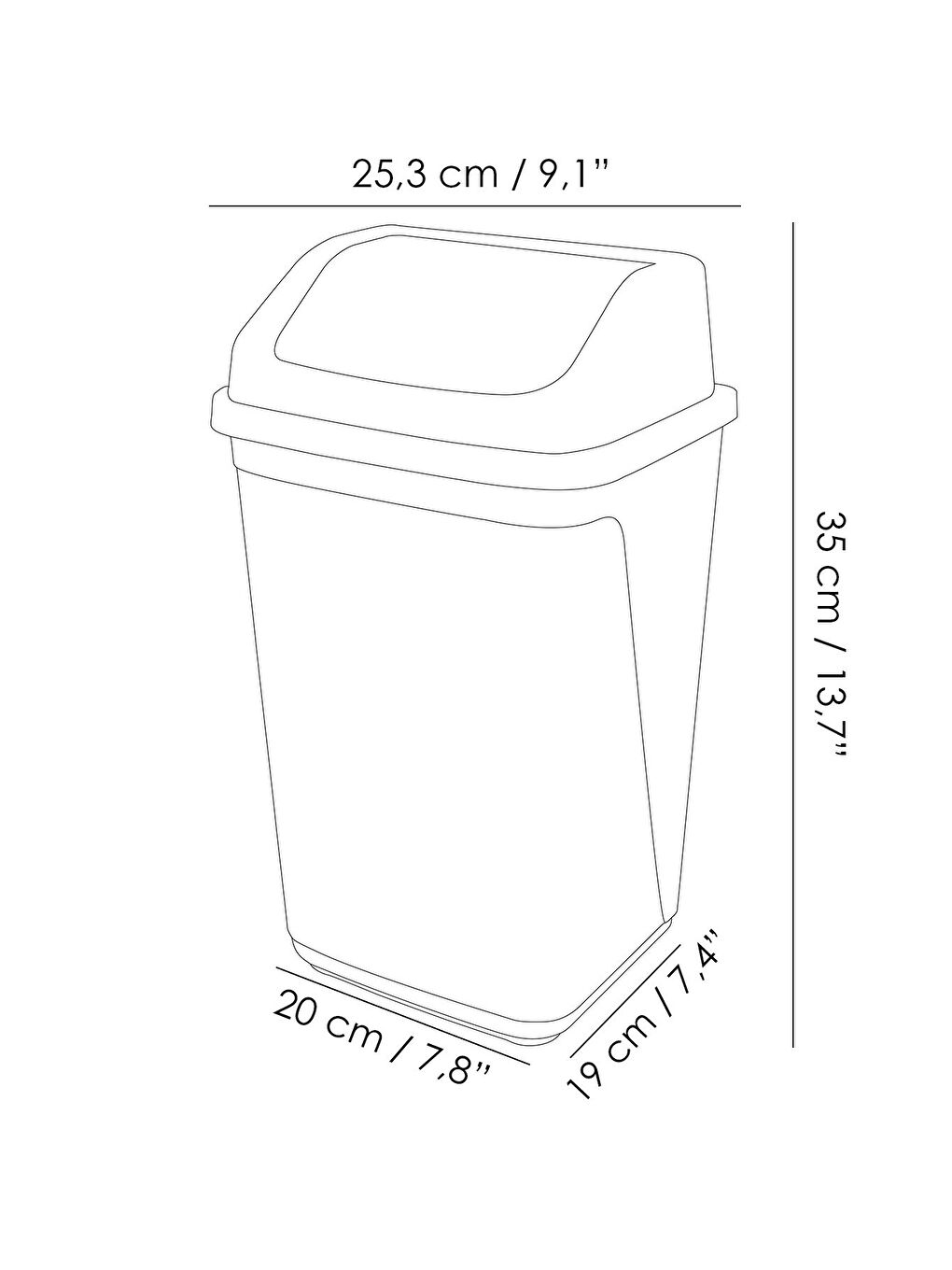 Kapaklı Plastik Çöp Kovası Ev Ofis Banyo Mutfak Çöp Kovası Gri 10 Litre-4