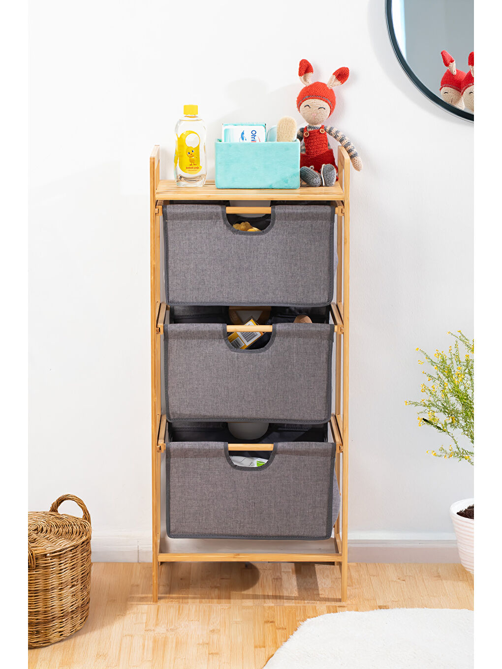 2059 3 Katlı Çok Amaçlı Çekmeceli Organizer Oyuncak Sepeti Banyo Mutfak Düzenleyicisi