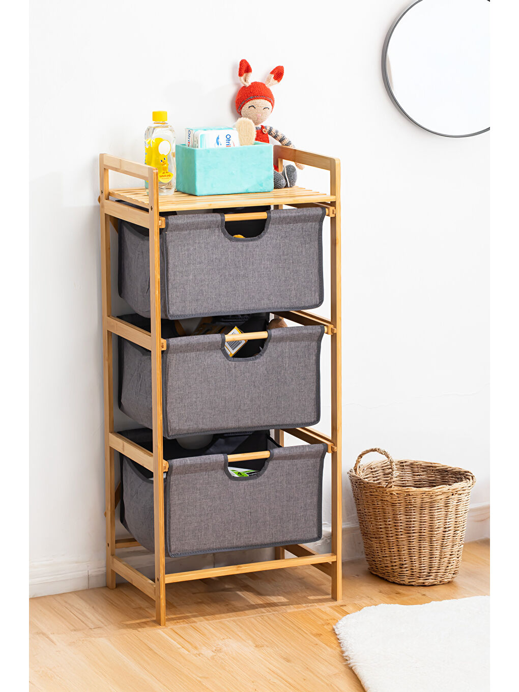 2059 3 Katlı Çok Amaçlı Çekmeceli Organizer Oyuncak Sepeti Banyo Mutfak Düzenleyicisi-2