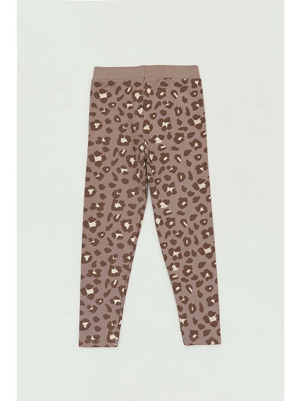 Kahverengi Leopar Desenli Kız Çocuk Tayt-1