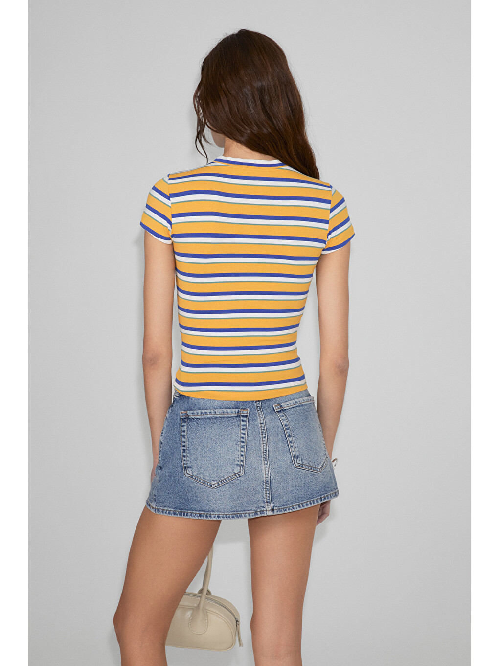 Hopewell Kadın Yuvarlak Yaka Örme Slim Fit Koyu Mavi T-shirt-2