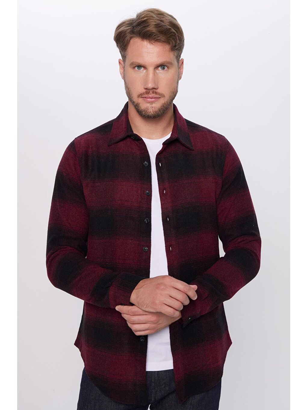 Karışık Erkek Slim Fit Dar Kesim Oduncu Kareli Kışlık Gömlek