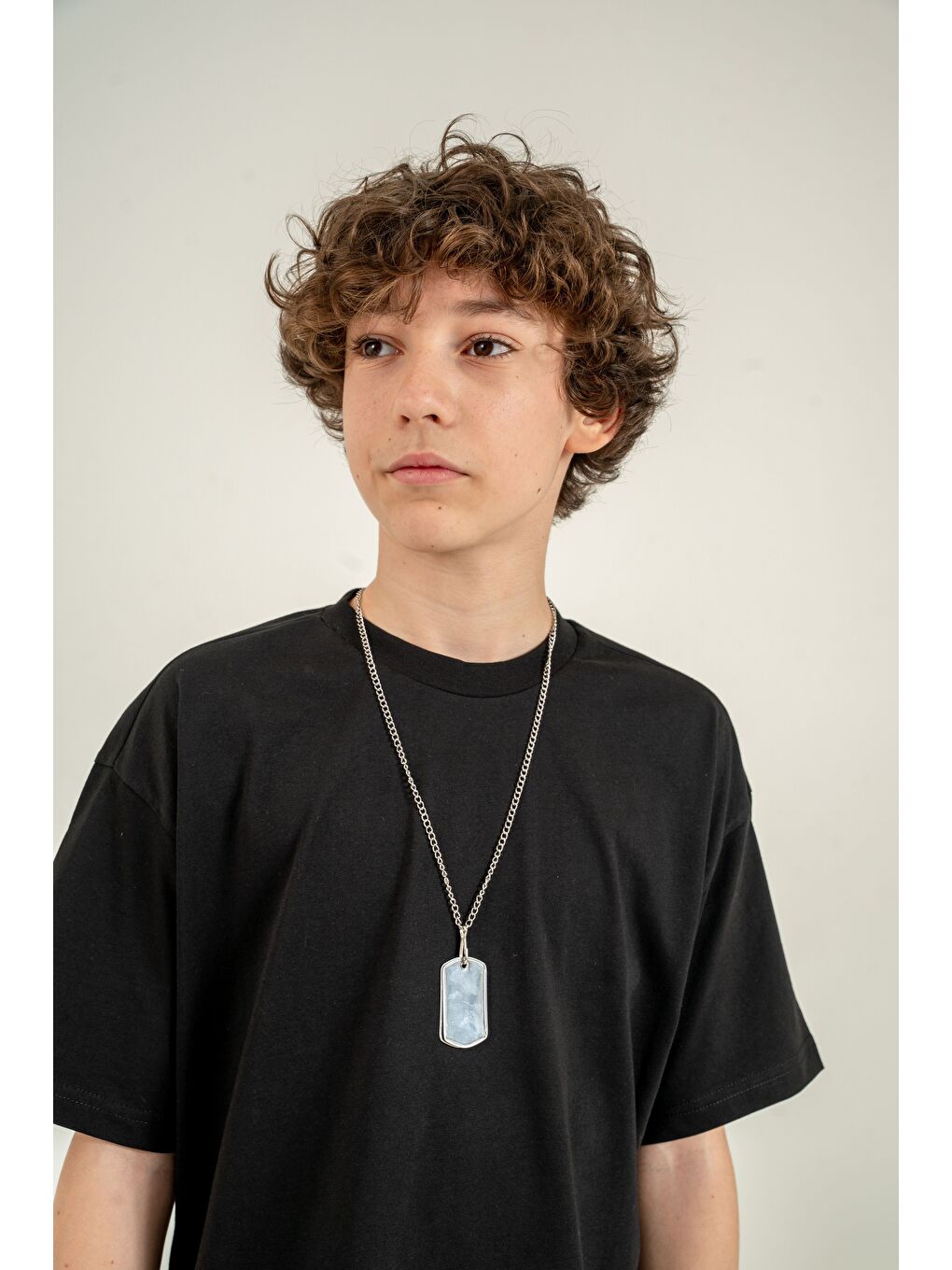 Siyah Athletic Arma Nakışlı Kolyeli Erkek Çocuk Şort - Tişört Takımı-3