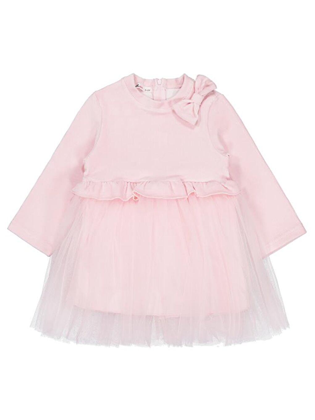 Pembe Girls Fiyonklu 2-5 Yaş Elbise - Pudra 2-3 Yaş-1