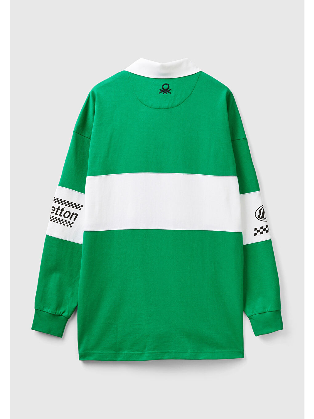 United Colors Of Benetton Unisex Yeşil %100 Pamuk Logo Baskılı Polo Yaka Sweatshirt - 2