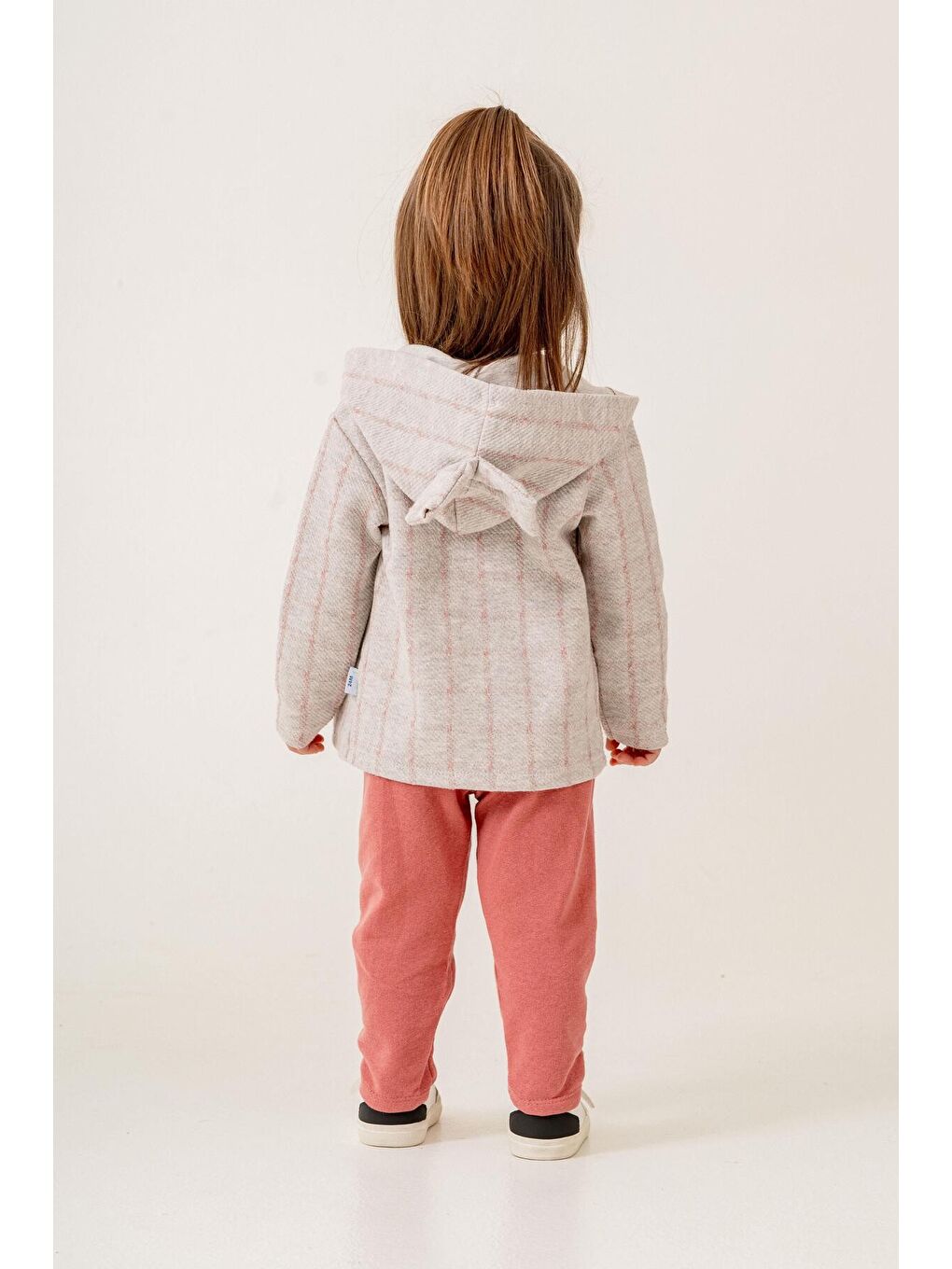 Pembe %100 Pamuklu Ekose Kumaş Bebek Üçlü Takım-3