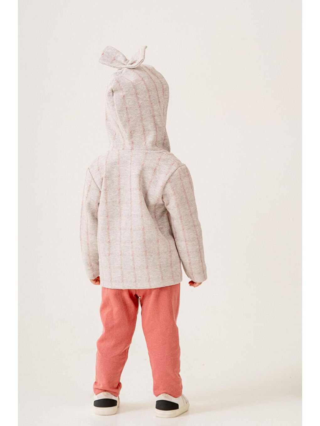 Pembe %100 Pamuklu Ekose Kumaş Bebek Üçlü Takım-4