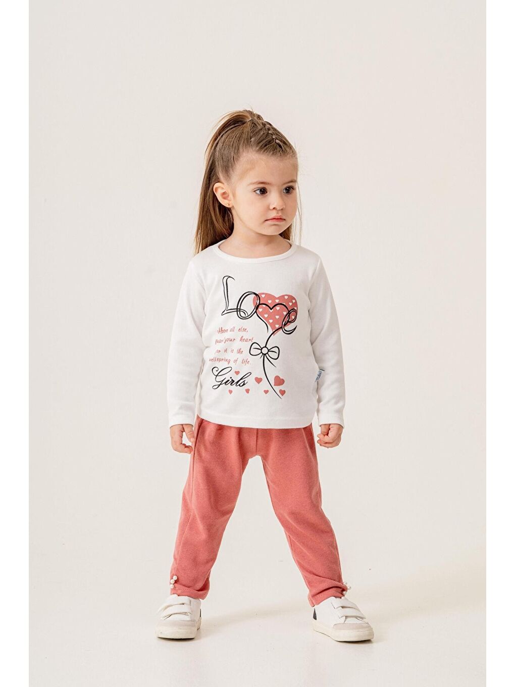 Pembe %100 Pamuklu Ekose Kumaş Bebek Üçlü Takım-5