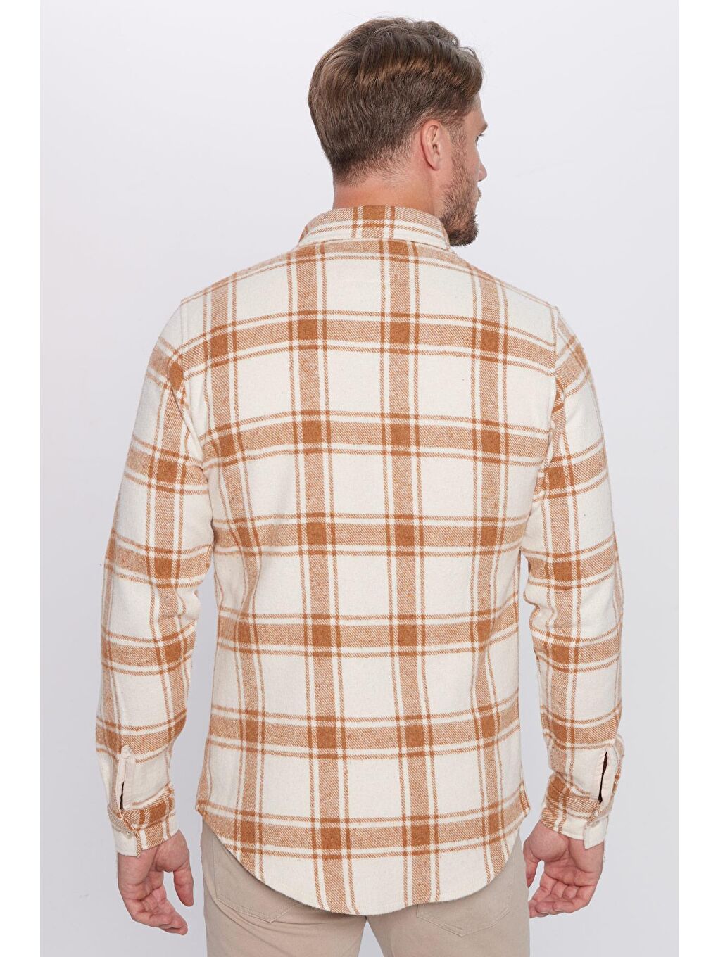 Karışık Erkek Slim Fit Dar Kesim Oduncu Kareli Kışlık Gömlek-4