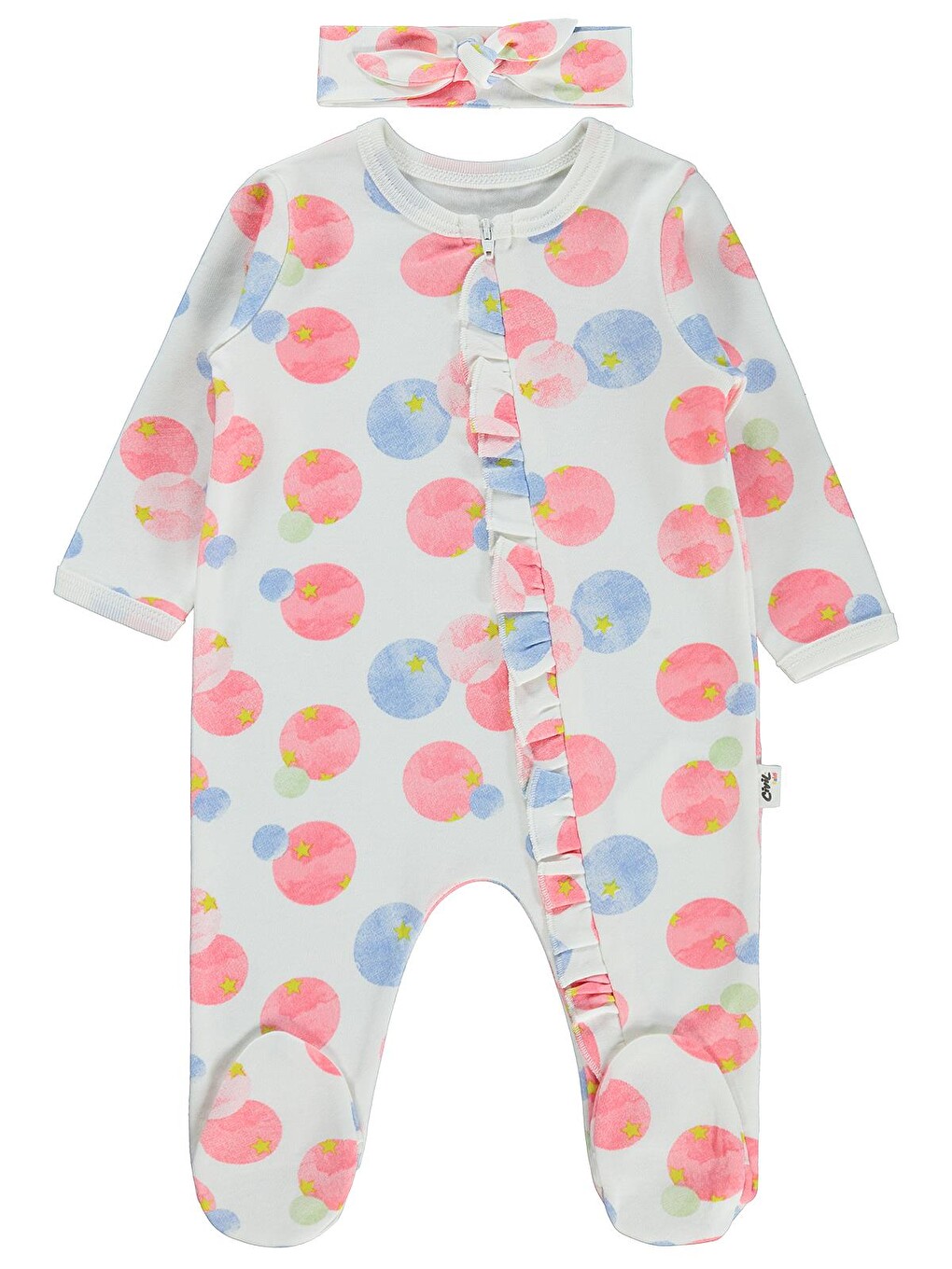 Baby Suluboya Yıldız Emp Bandanalı 1-9 Ay Tulum - Ekru