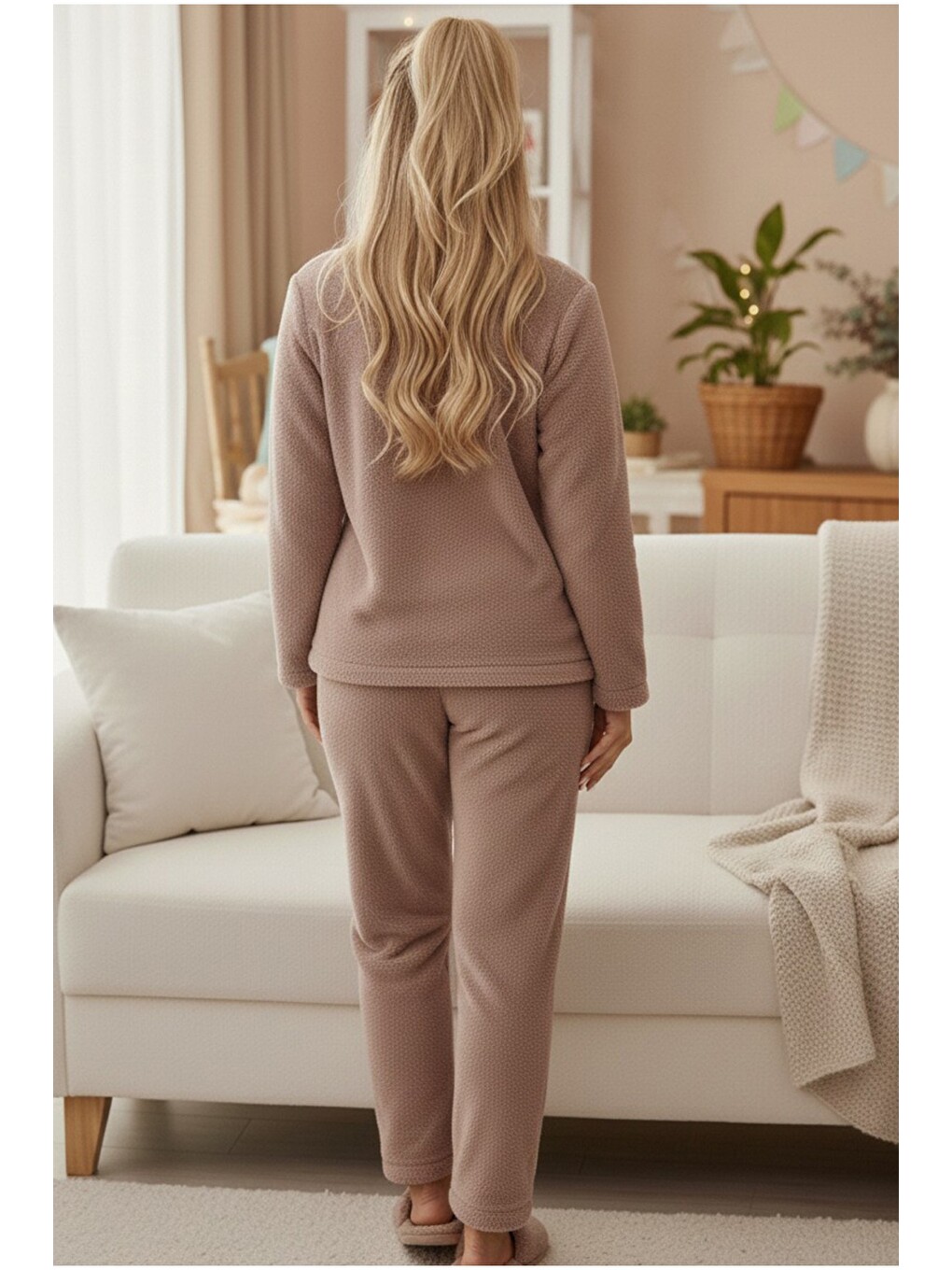 Pembe Wellsoft Kışlık Örme Pijama Takım-2