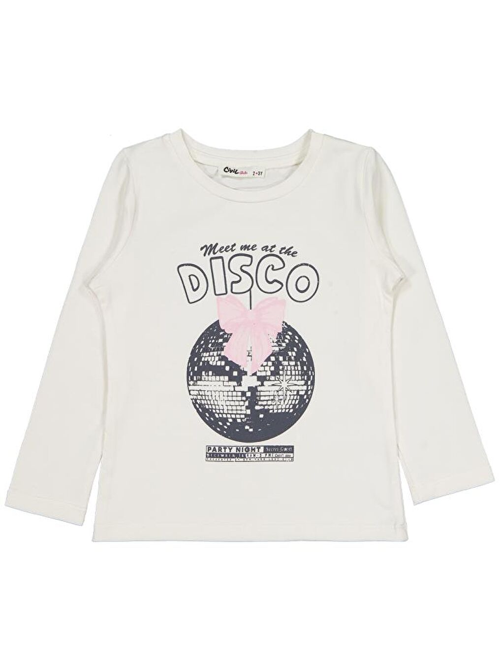 Ekru Girls Parti Night Baskılı 2-5 Yaş Sweatshirt