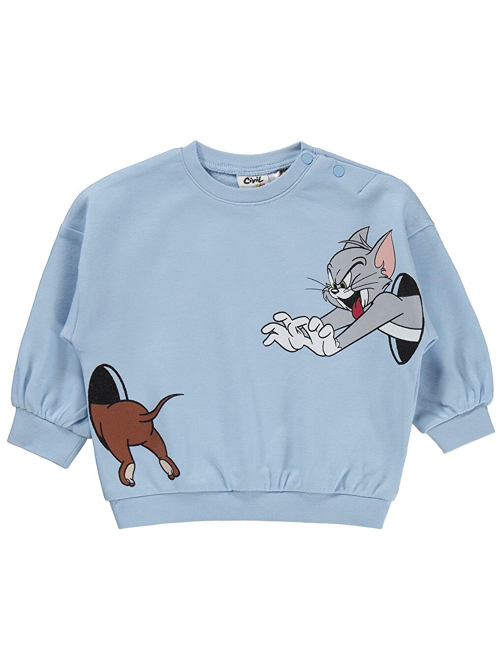 Baby Tom and Jerry Baskılı 3-18 Ay Takım - Mavi-1