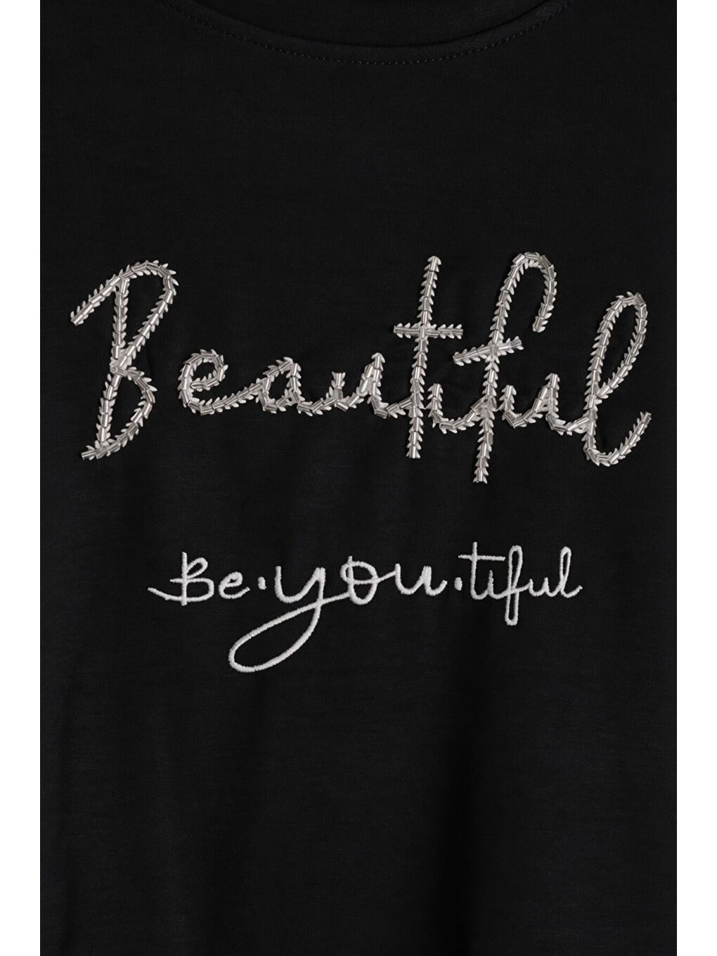 Siyah Kız Çocuk Çizgili Croplu Sweatshirt 3lü Geniş Paça Eşofman Takımı 24775-3