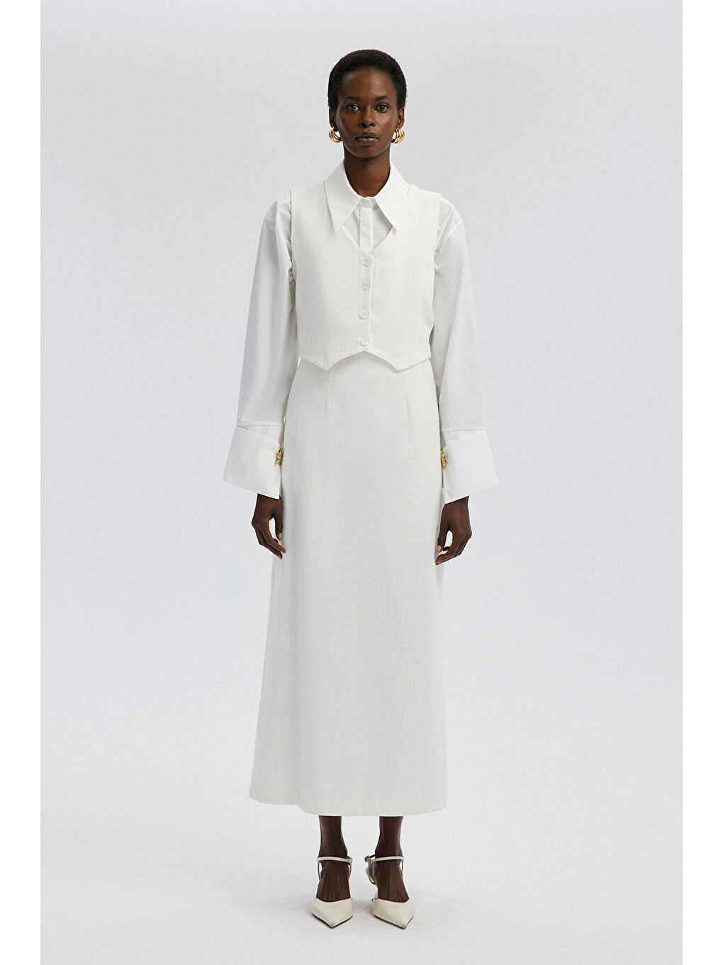 Ekru Yelek Etek Takım-1