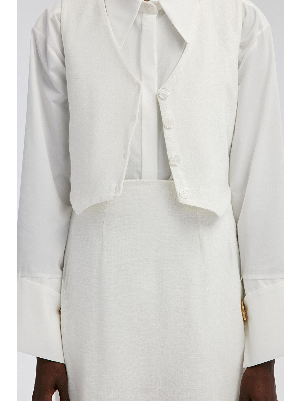 Ekru Yelek Etek Takım-4