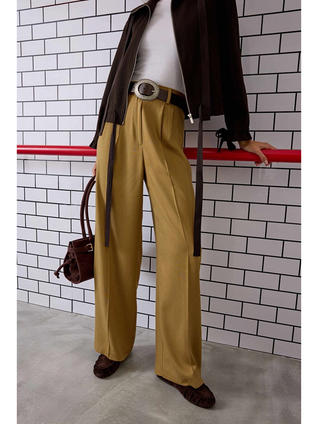 Kahverengi Metal Halka Tokalı Kemer Acı Kahve-1