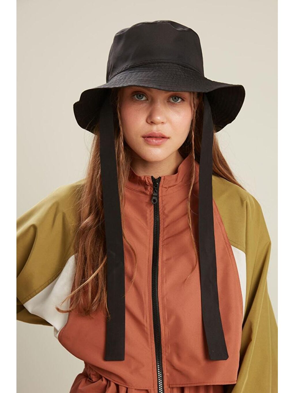 Bloklu Tesettür Mayo Tunik Turuncu-1