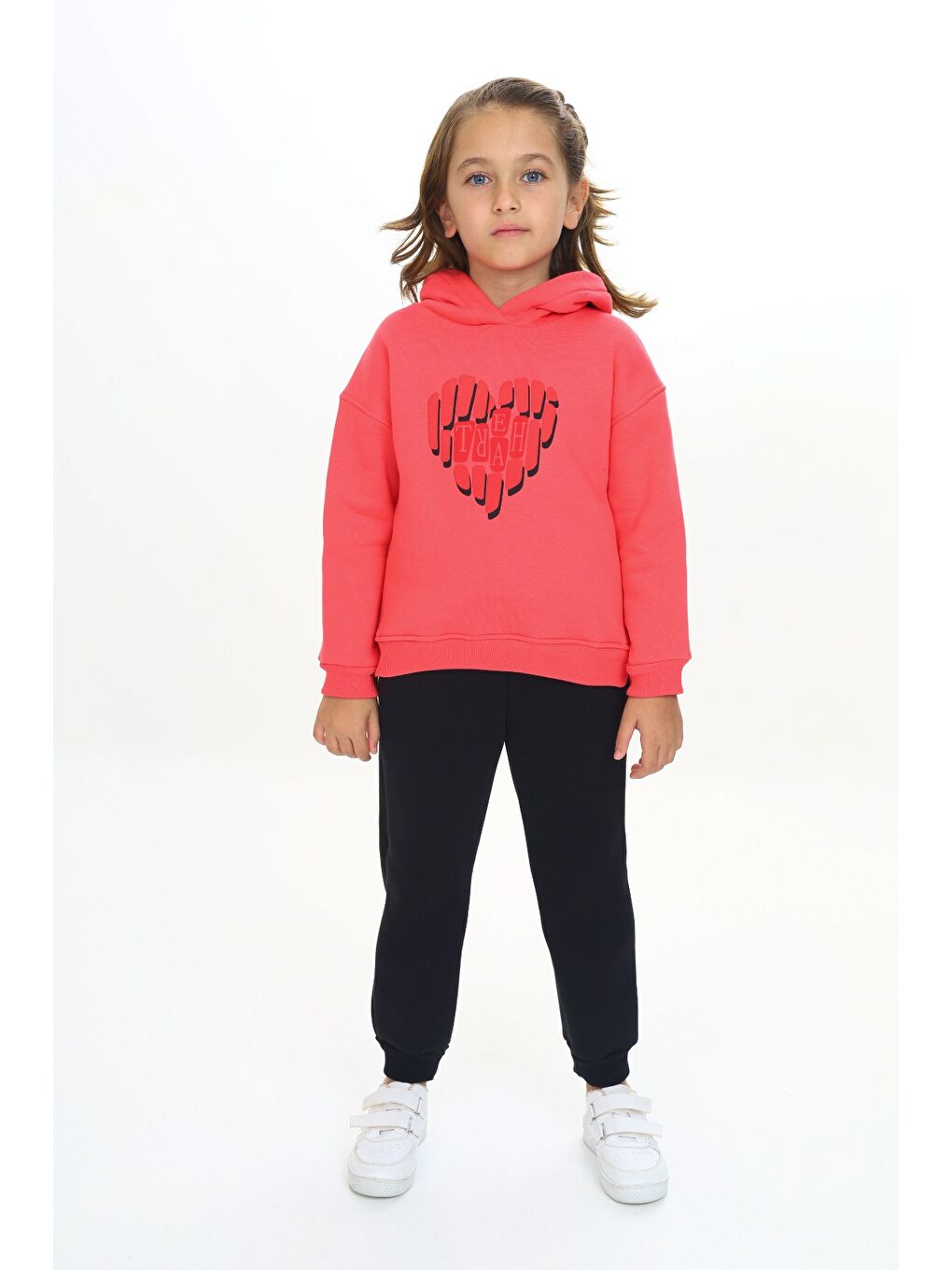 Kırmızı Kız Çocuk Kapüşonlu Eşofman Takım